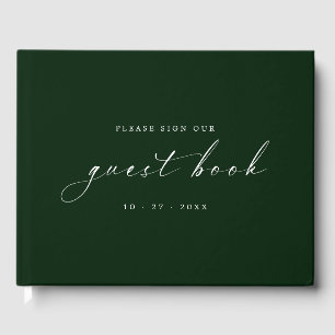 Deep Emerald Minimalistisch Guestbook für Hochzeit Gästebuch
