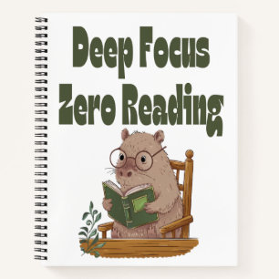 Deep Focus Null Reading Capybara Notebook   Funny Notizbuch
