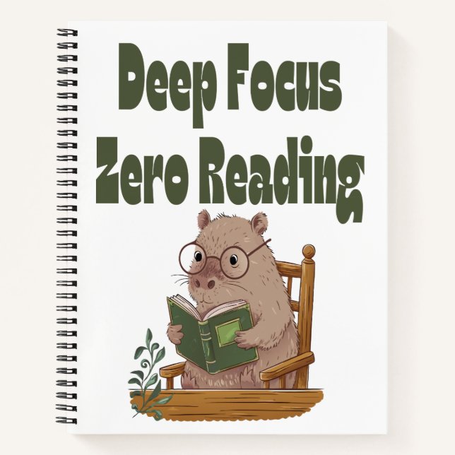 Deep Focus Null Reading Capybara Notebook | Funny Notizbuch (Vorderseite)