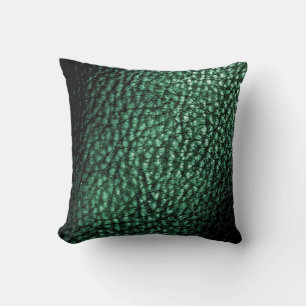 Deep Forest Green Metalic Leather Design Solid Kissen