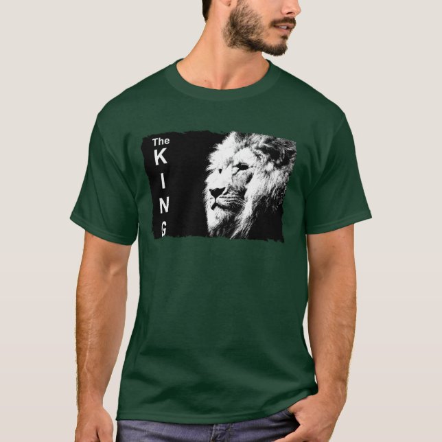 Deep Forest Green Moderner Pop Art Lion Template T-Shirt (Vorderseite)