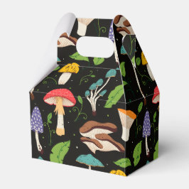 Deep Forest Magic: Colorful Mushrooms on Black Geschenkschachtel