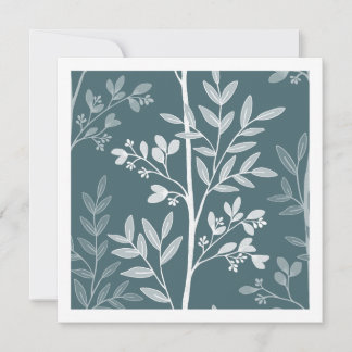 Deep Forest Mist Fine Floral Silhouette Art Card Karte