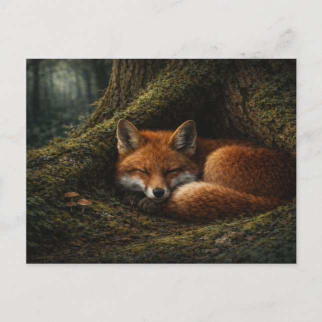 Deep Forest Slumber | Red Fox Art | Postcard Postkarte (Vorderseite)