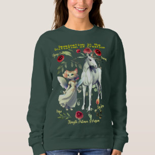 (Deep Forest) Trendy Unicorn Cats Fun Sweatshirt