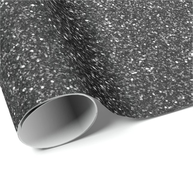 Deep Glam Glitzer Black Gray Funkelnd Elegante Geschenkpapier (Rolleneckpunkt)
