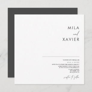 Deep Grau & White   Moderne Minimale Hochzeit Einladung