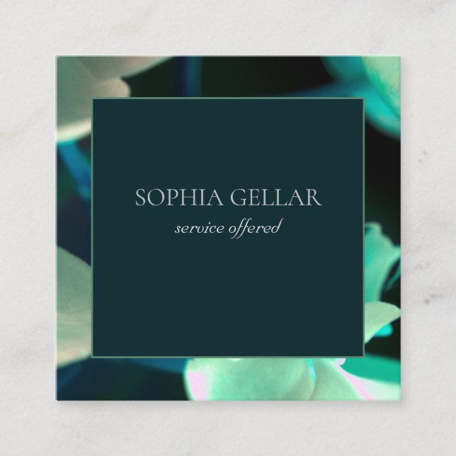 Deep Green Floral Business Card Quadratische Visitenkarte (Vorderseite)