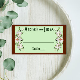 Deep Green on Light Green Calla Lilies Wedding Platzkarte