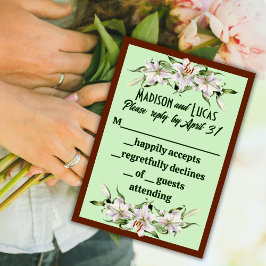 Deep Green on Light Green Calla Lilies Wedding RSVP Karte