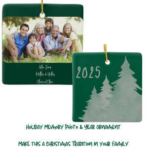 Deep Green & Silver Christmas Trees Foto Keramikornament