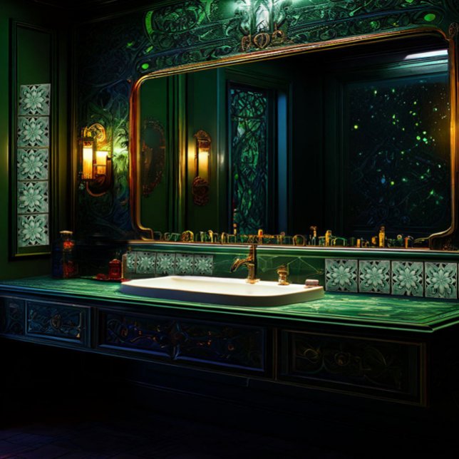 Deep Green Wall Deco Jugendstil Keramik Tile Fliese (Von Creator hochgeladen)