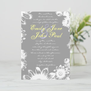 Deep Grey Yellow Lilac Blume Einladung zur Hochzei