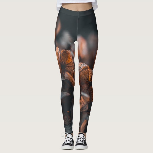 Deep Hazy Orange Hydrangea Leggings (Vorderseite)