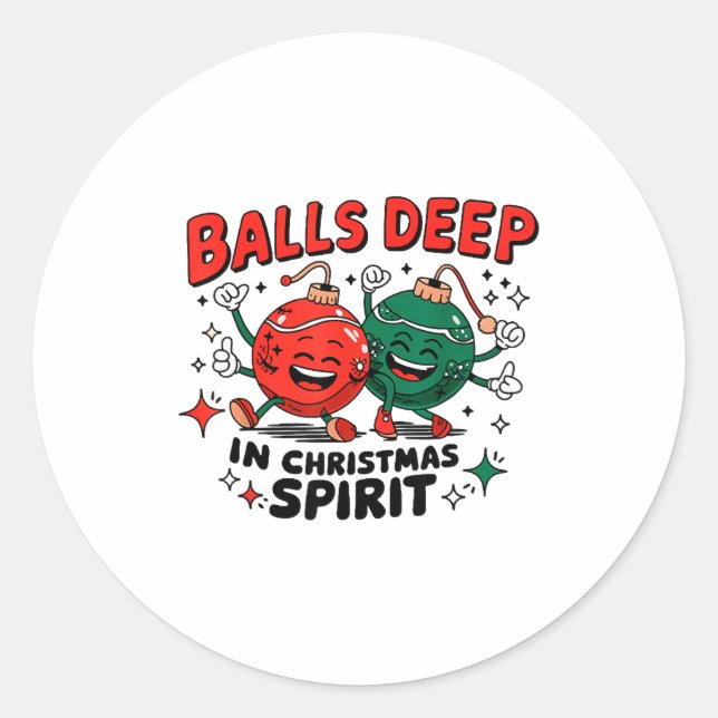 Deep In Christmas Srit, Merry Christmas Bauble Tee Runder Aufkleber (Vorderseite)
