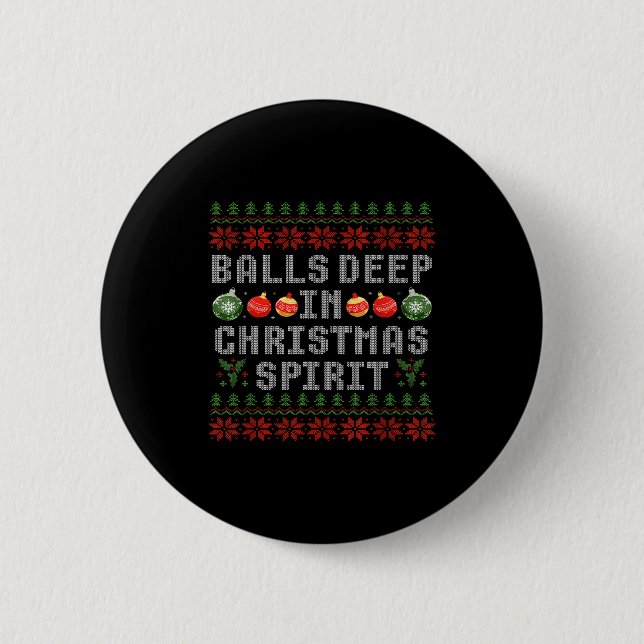 Deep In The Christmas Srit Couples Ugly Matching  Button (Vorderseite)