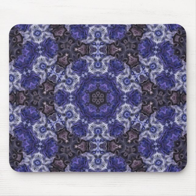 Deep Indigo Swirl Mandala mit Fluid Patterns Mousepad (Vorne)