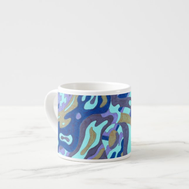 "Deep is the Ocean" Original Abstrakt Espressotasse (Vorderseite Links)