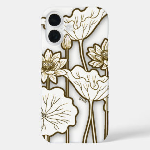 Deep Khaki Trim auf Big White Blume Monogram iPhone 16 Hülle