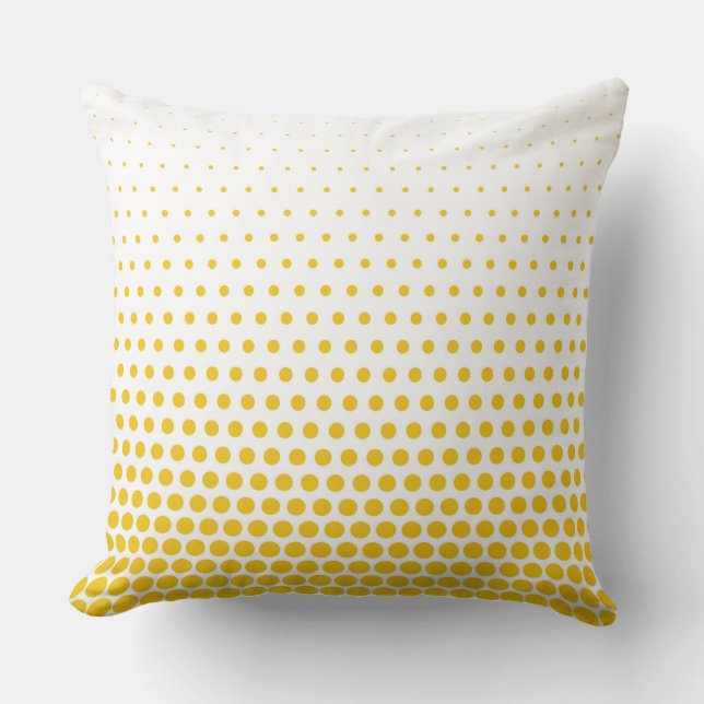 Deep Lemon Polka Dot Modern White Kissen (Vorderseite)