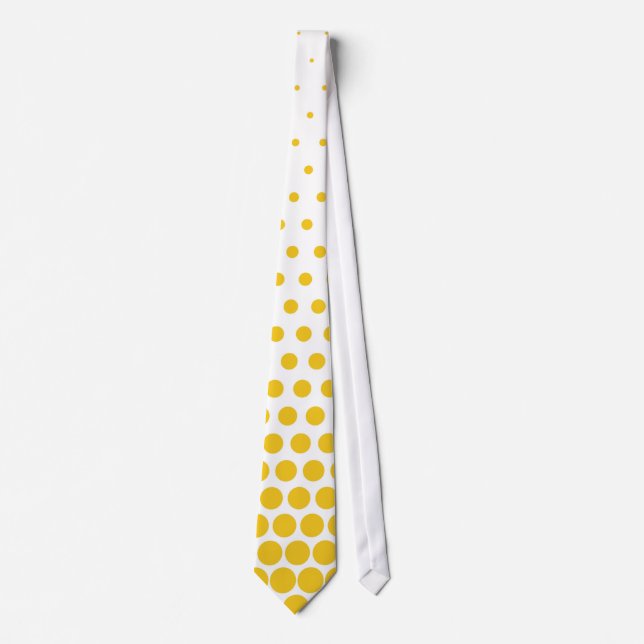 Deep Lemon Polka Dots Modern White Krawatte (Vorderseite)