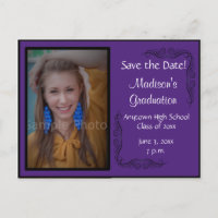 Deep Lila Foto Abschluss Save the Date Card