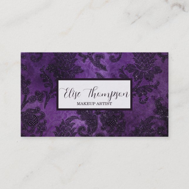 Deep Lila Glam 2 Makeup Artist Business Card Visitenkarte (Vorderseite)