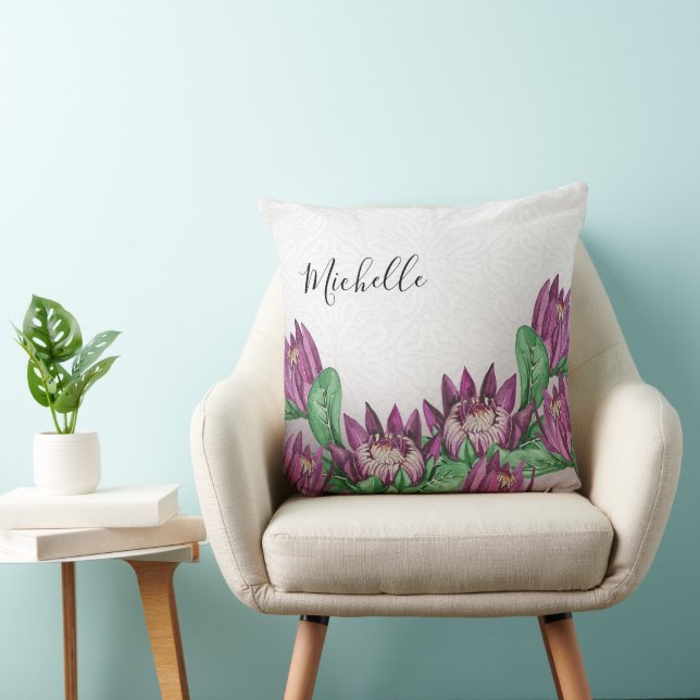 Deep Lila King Protea Kissen (Stuhl )