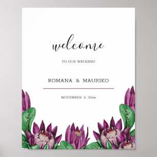 Deep Lila King Protea Poster