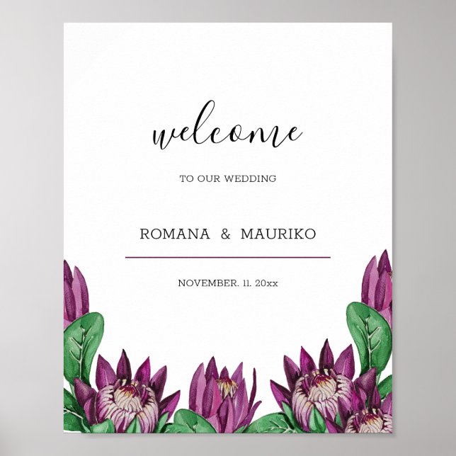 Deep Lila King Protea Poster (Vorne)