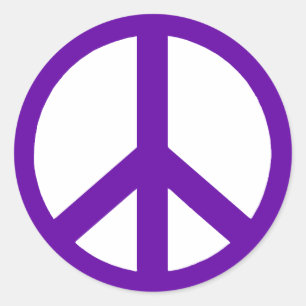 Deep Lila Peace Symbol Stickers