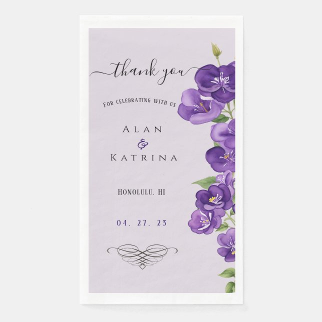 Deep Lila Violets Paper Napkin Serviette (Vorderseite)
