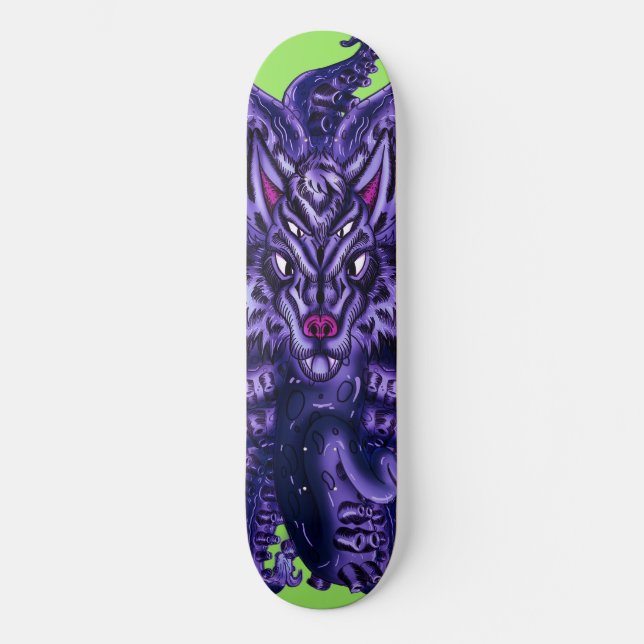Deep Lila Wolf Tulu Skateboard (Vorderseite)