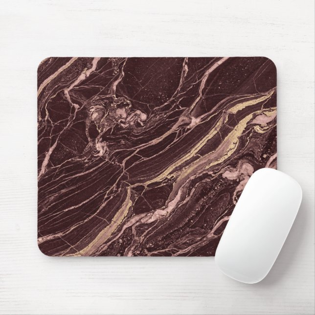 Deep Marble Red Contemporary Aesthetic Look Mousepad (Mit Mouse)