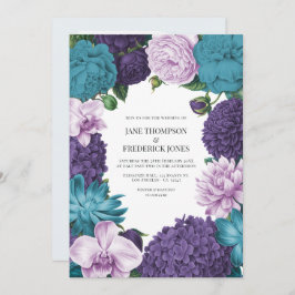 Deep Marine, Slate Orchid & Cloud Lilac Wedding Einladung
