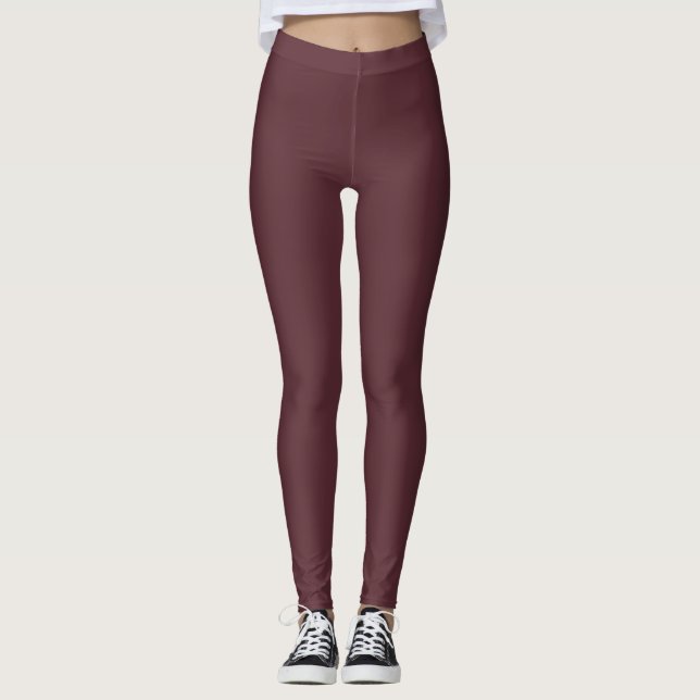 Deep Maroon Solid Color Leggings (Vorderseite)