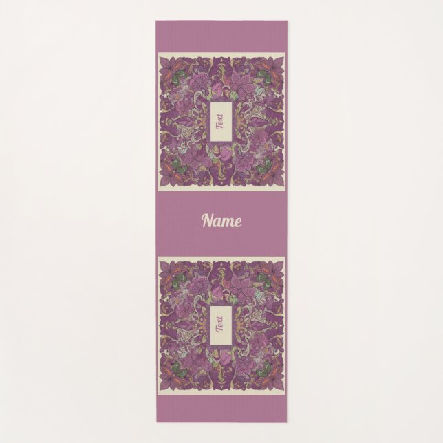 Deep Mauve Floral Sacred Space Yoga Mat Yogamatte (Vorderseite)