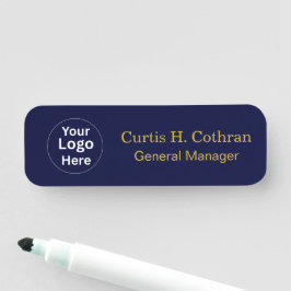 Deep Navy Blue & Gold Color Name Tag Design Namensschild