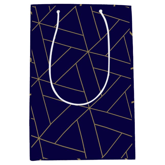 Deep Navy Blue & Gold Mittlere Geschenktüte (Vorderseite)