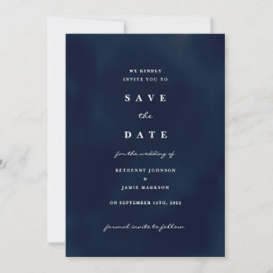Deep Navy Blue Save the Date Einladung