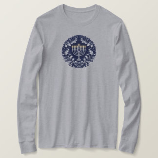 Deep Navy Menorah William Morris Pattern T-Shirt