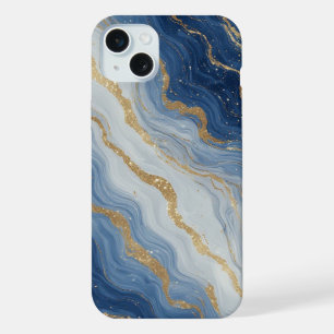 Deep Ocean Gold Marble Flow ✨ Elegante Abstraktion iPhone 15 Plus Hülle