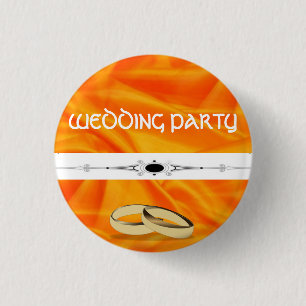 Deep Orange Silk Wedding Button