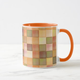 Deep Orange Square Patterected Tasse