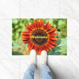 Deep Orange Sunflower Welcome Mat Fußmatte