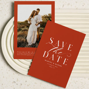 Deep Orange Terracotta Foto Save the Date QR Code