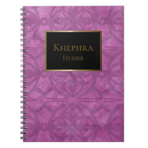 Deep Orchid Lila Black and Gold Name Notizblock