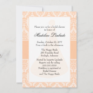 Deep Peach Damask Brautparty Einladung