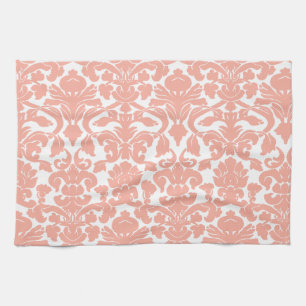 Deep Peach Damask Geschirrtuch