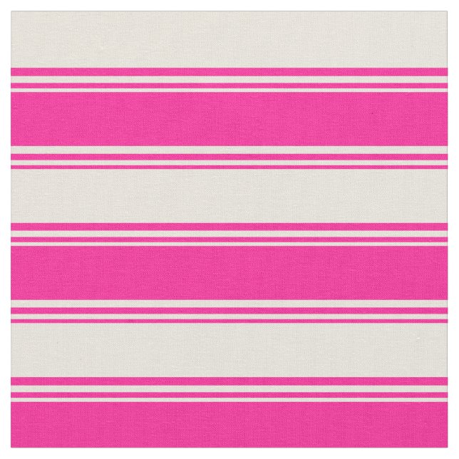 Deep Pink & Beige Linien/Streifen Muster Stoff (Nahaufnahme)